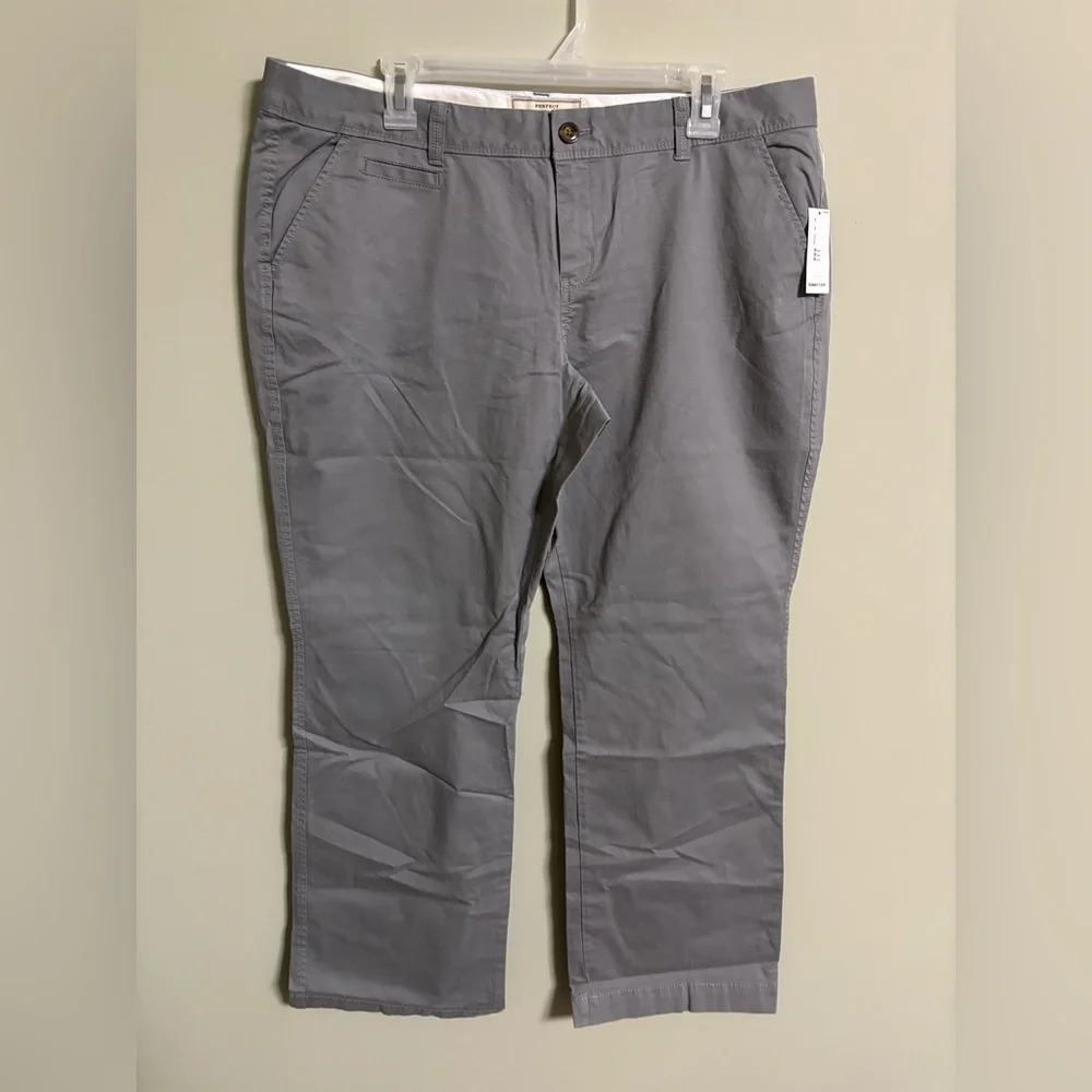 Old Navy Women's Perfect Boot Cut Khaki Pants Size 16 Petite Grey New High Rise
